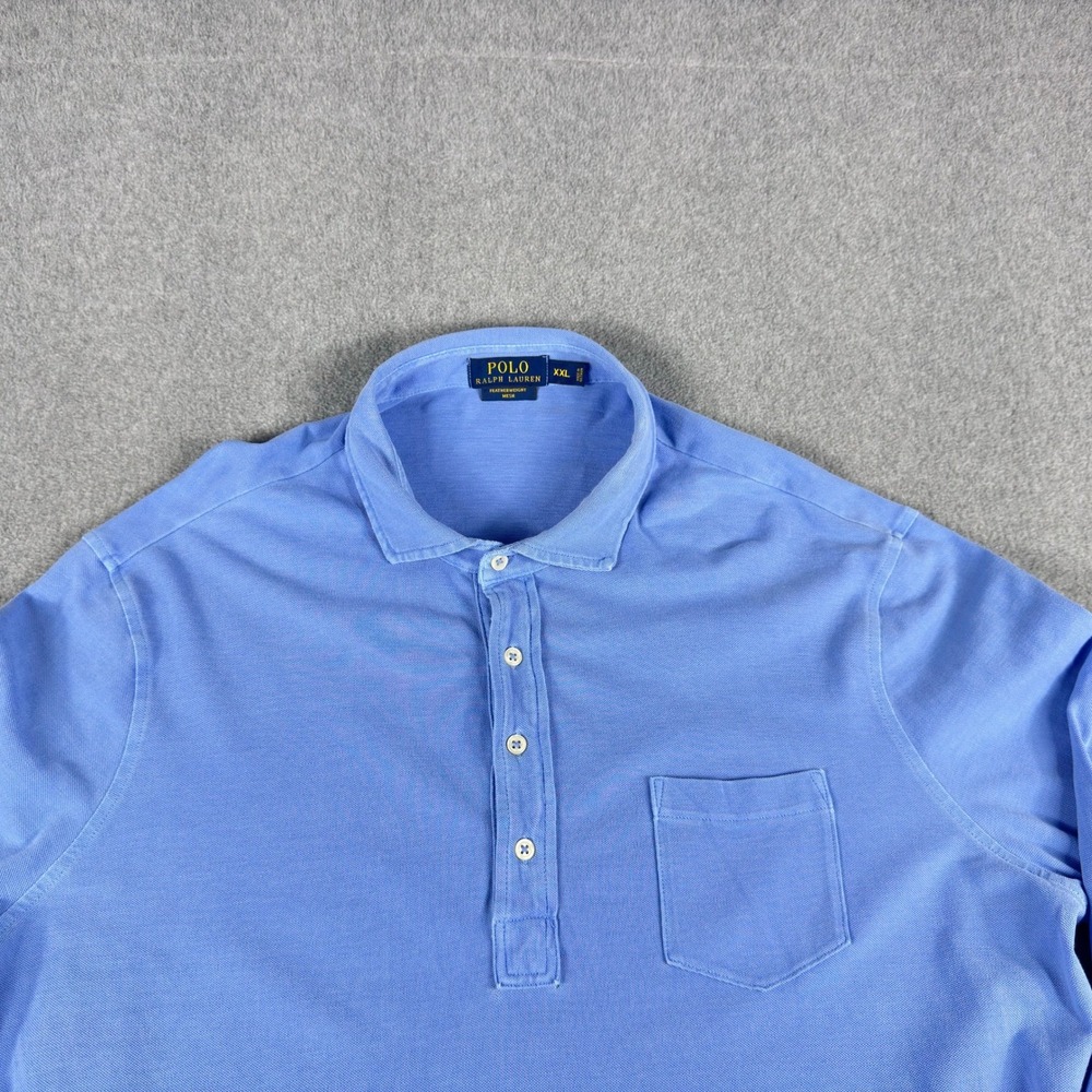 Polo‎ Ralph Lauren Polo Shirt Mens XXL Blue Long Sleeve Featherweight Mesh Logo